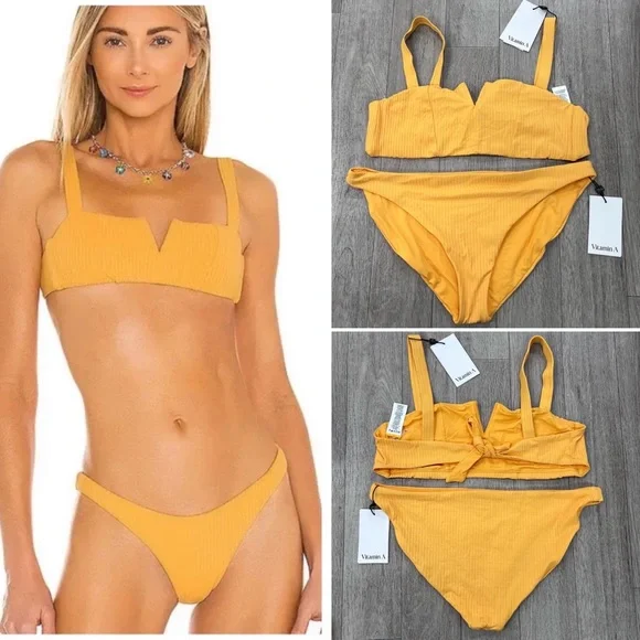 NWT Vitamin A Kaya Bikini Set in Iced Mango Eco Ribbed - Picture 5 of 5